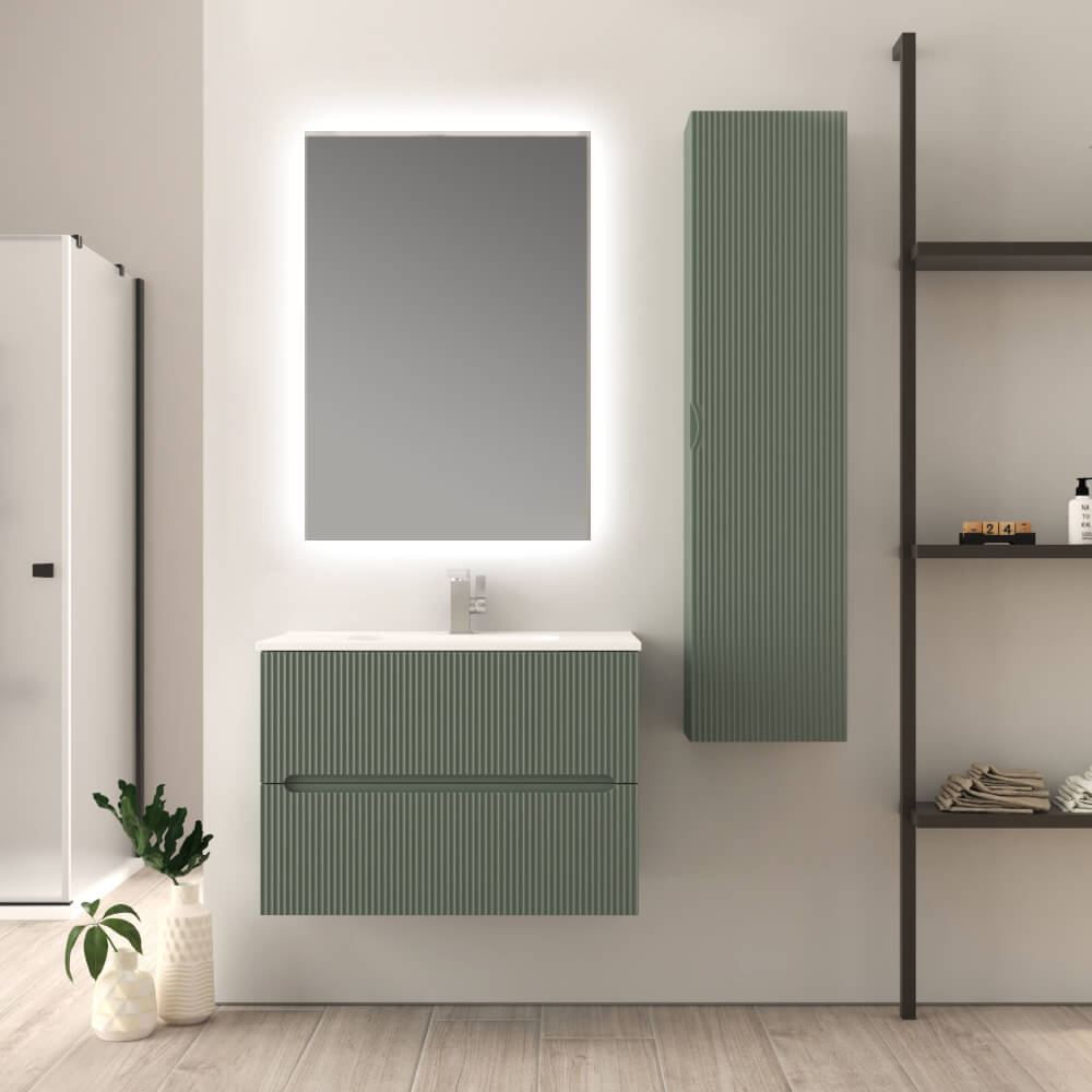 Mobile da bagno verde opaco cannettato 80 cm Riga Arcshop