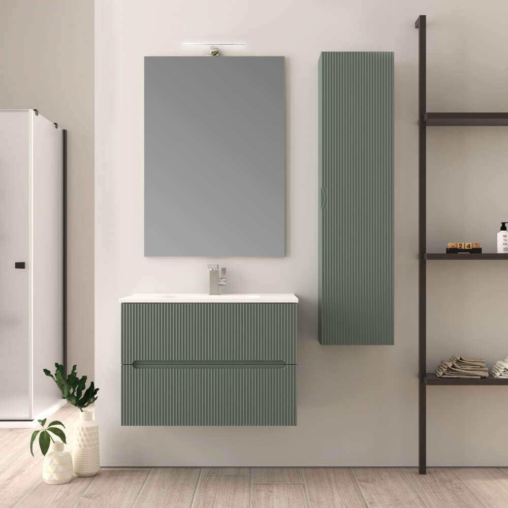 Mobile da bagno verde opaco cannettato 80 cm Riga Arcshop
