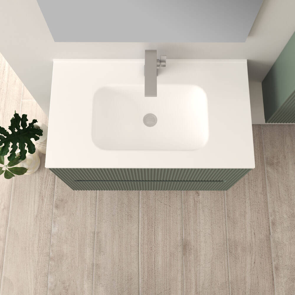 Mobile da bagno verde opaco cannettato 80 cm Riga Arcshop