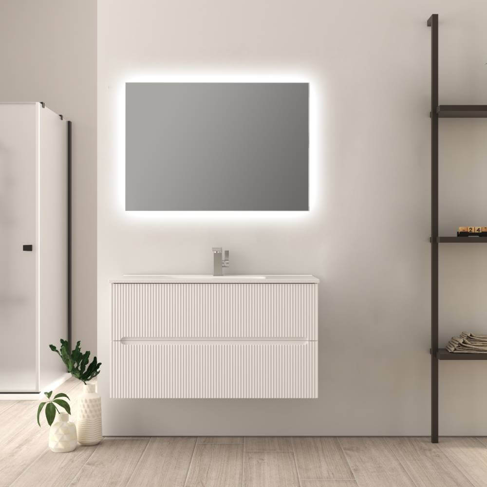 Mobile bagno 90 cm bianco opaco cannettato Mod. Riga Arcshop