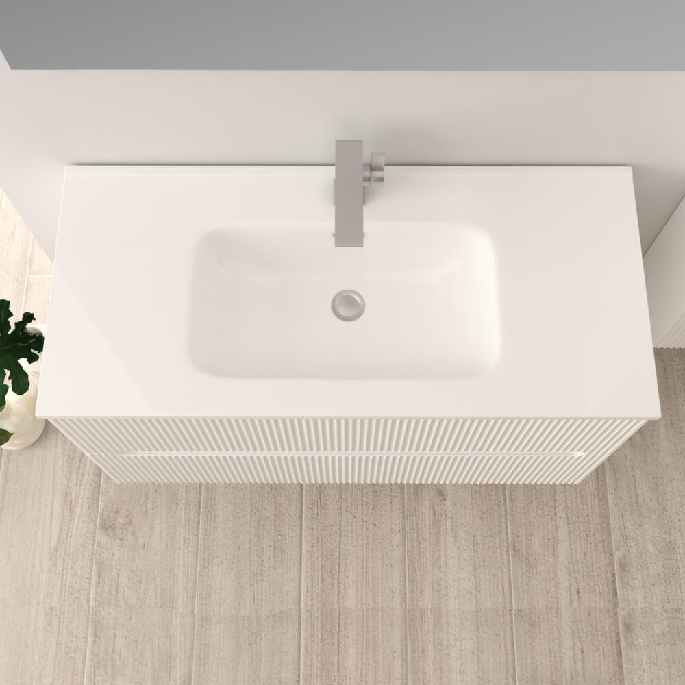Mobile bagno 90 cm bianco opaco cannettato Mod. Riga Arcshop