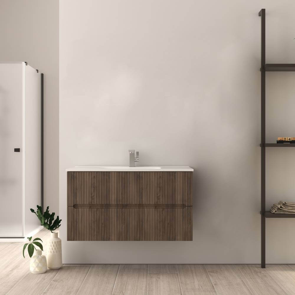 Mobile bagno 90 cm Plissè finitura Noce Mod. Riga Arcshop