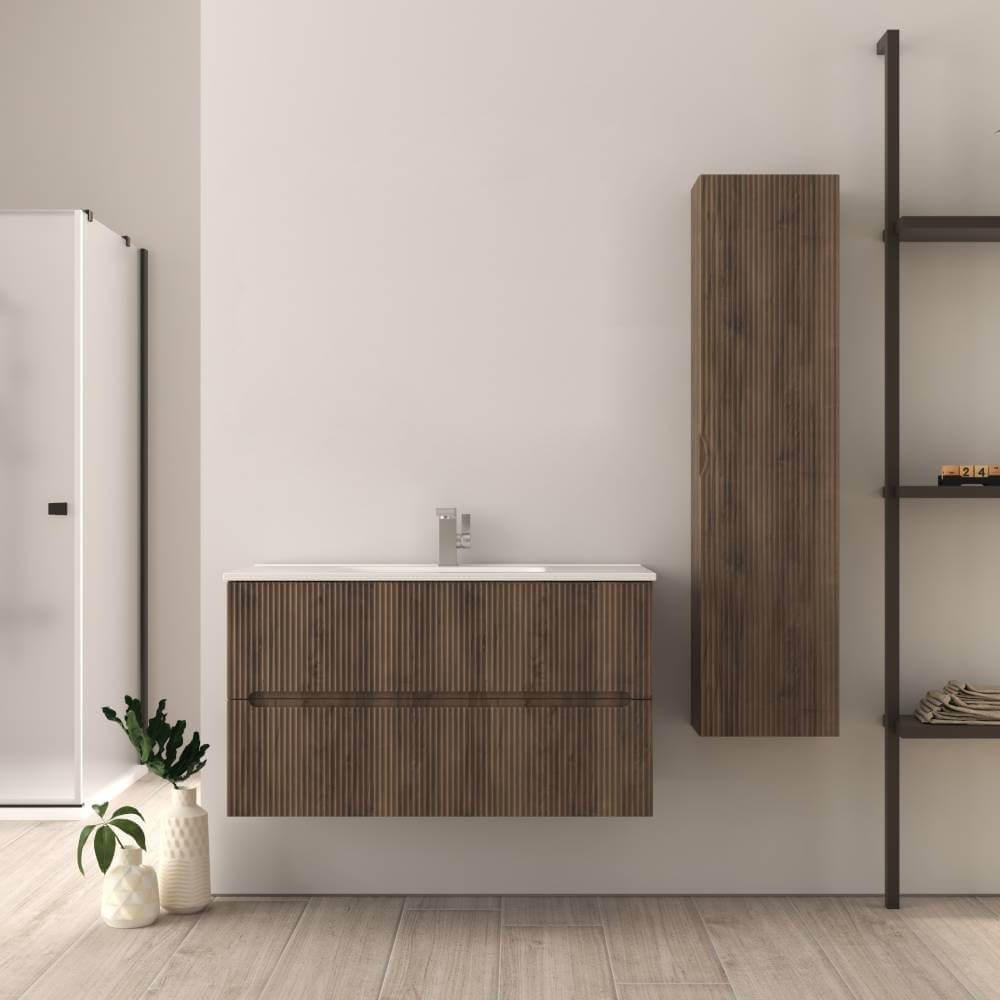Mobile bagno 90 cm Plissè finitura Noce Mod. Riga Arcshop