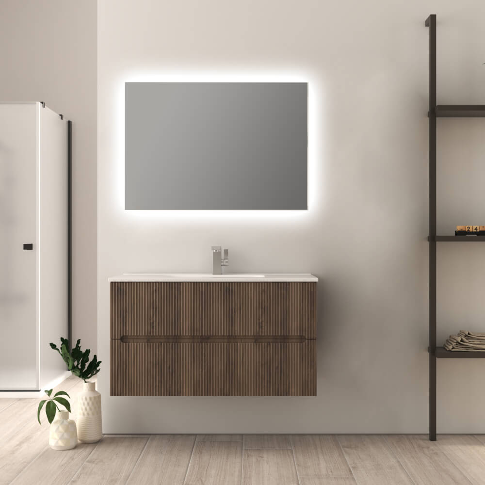 Mobile bagno 90 cm Plissè finitura Noce Mod. Riga Arcshop