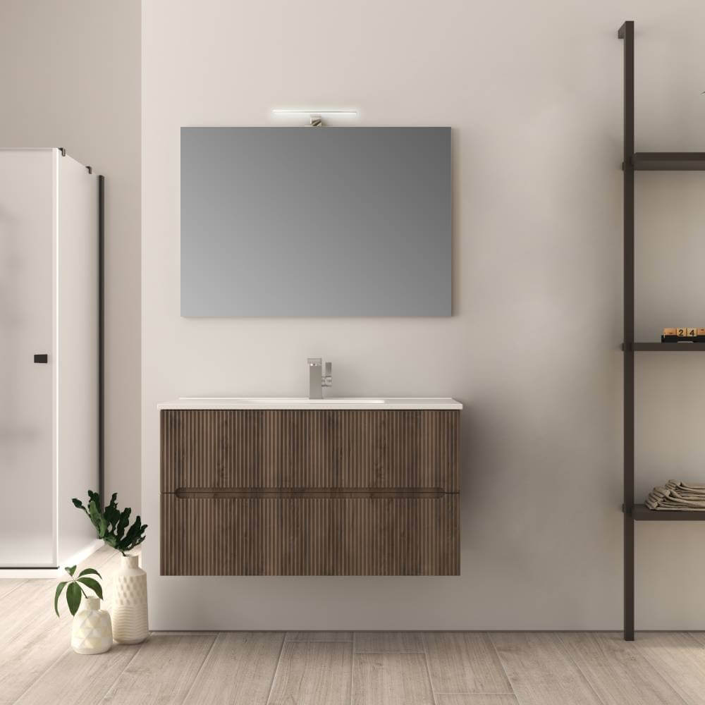 Mobile bagno 90 cm Plissè finitura Noce Mod. Riga Arcshop