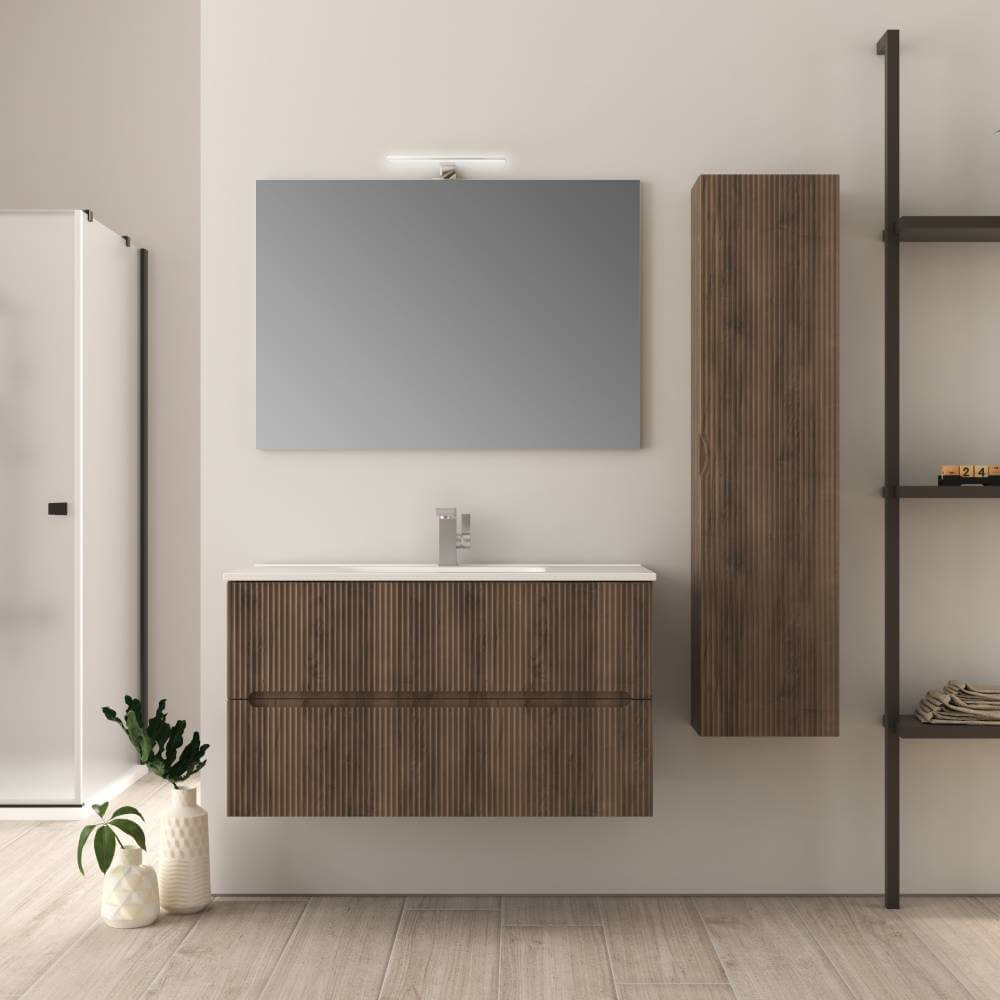 Mobile bagno 90 cm Plissè finitura Noce Mod. Riga Arcshop