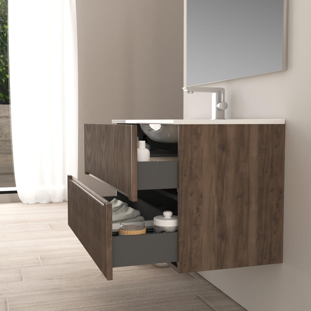 Mobile bagno 90 cm Plissè finitura Noce Mod. Riga