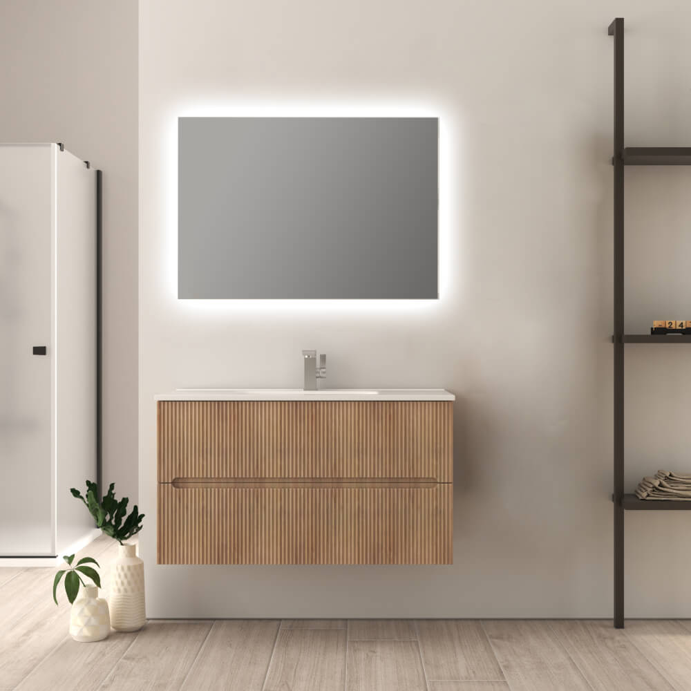 Mobile da bagno cannettato 90 cm Rovere tabacco Riga Arcshop