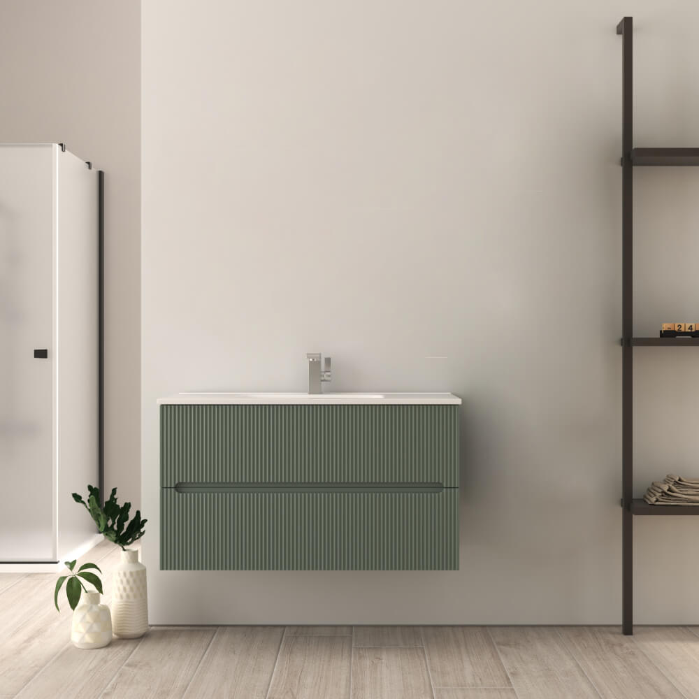 Mobile bagno Verde opaco Riga cannettato 90 cm Arcshop
