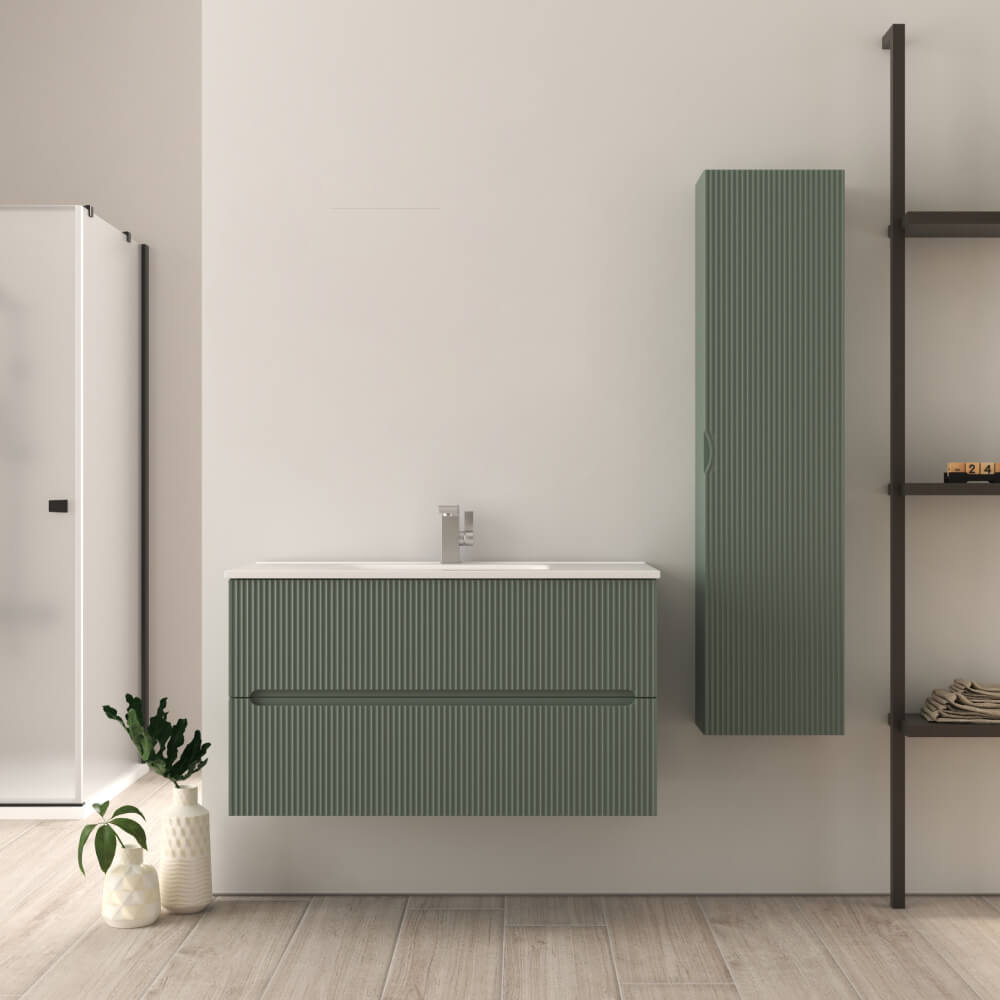 Mobile bagno Verde opaco Riga cannettato 90 cm Arcshop