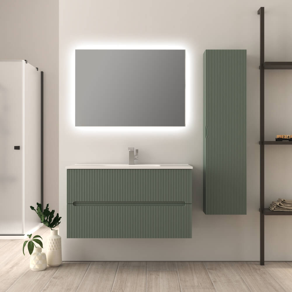 Mobile bagno Verde opaco Riga cannettato 90 cm Arcshop