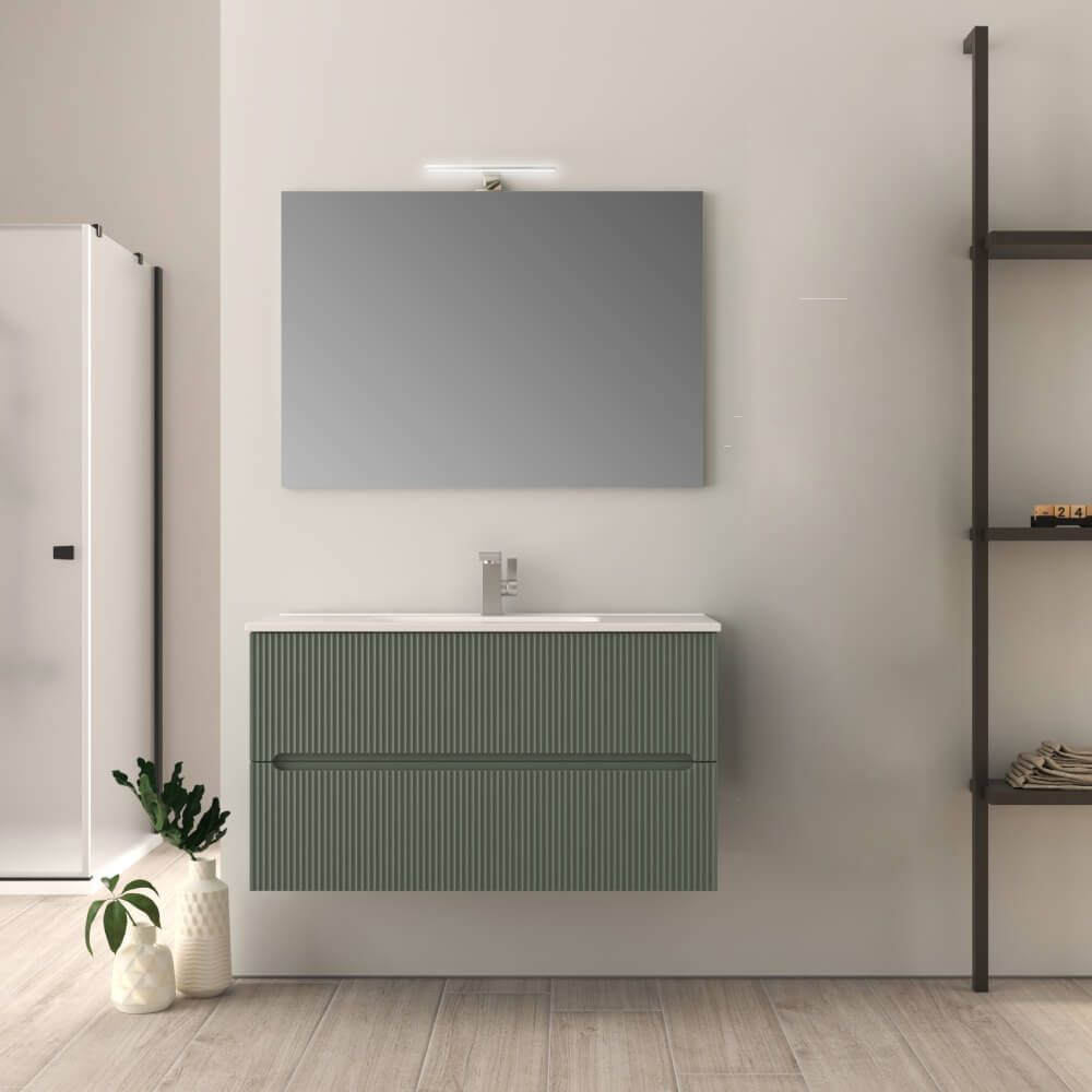 Mobile bagno Verde opaco Riga cannettato 90 cm Arcshop