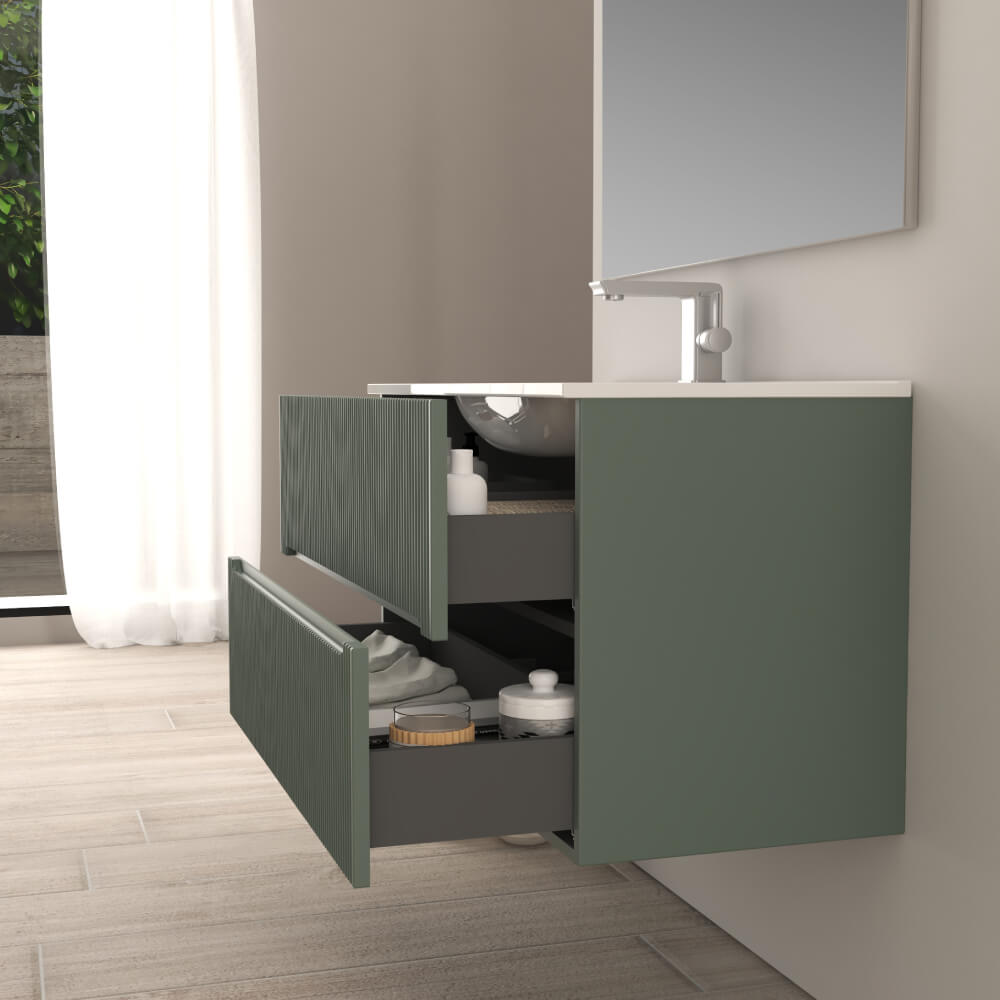 Mobile bagno Verde opaco Riga cannettato 90 cm Arcshop