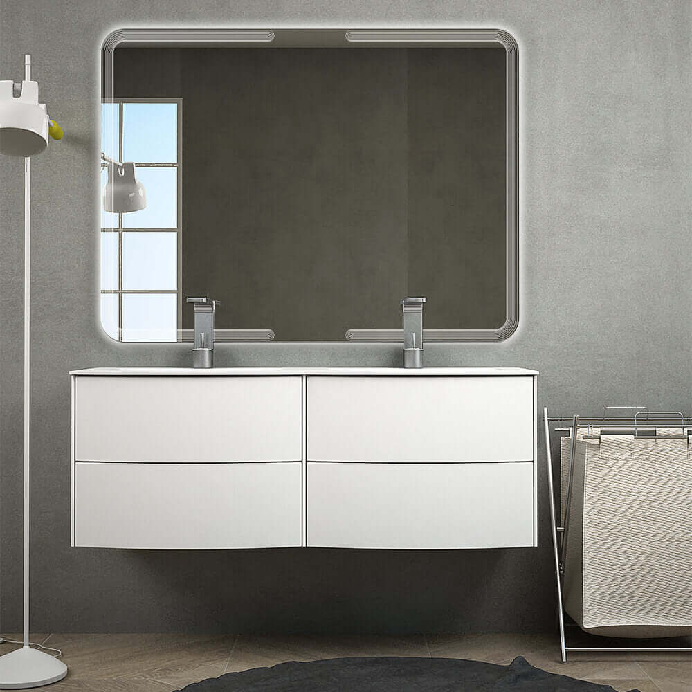 Mobile bagno 120 cm doppio lavabo sospeso bianco opaco Mod. Rio Arcshop