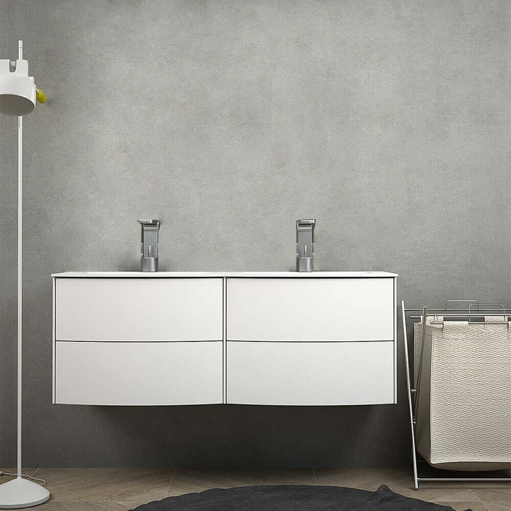Mobile bagno 120 cm doppio lavabo sospeso bianco opaco Mod. Rio Arcshop