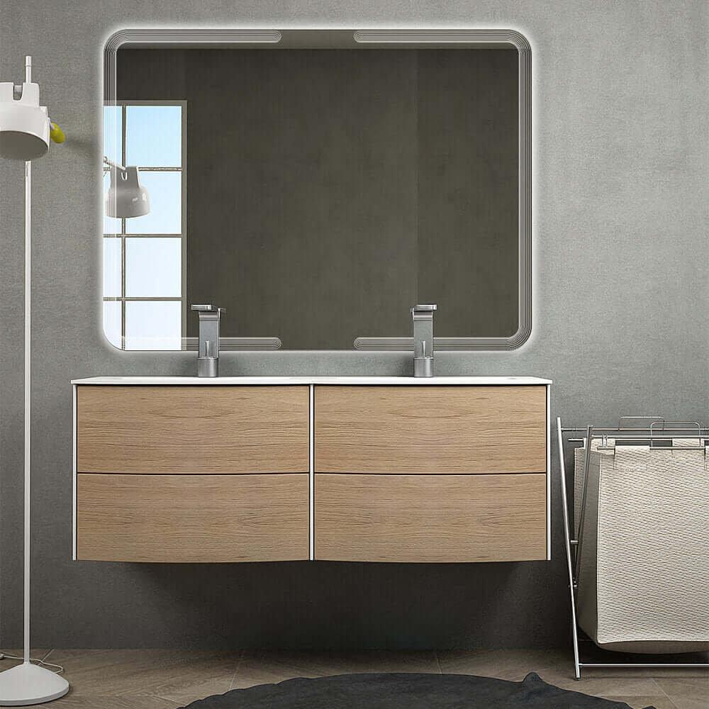 Rio mobile da bagno sospeso 120 cm doppia vasca rovere tabacco Arcshop