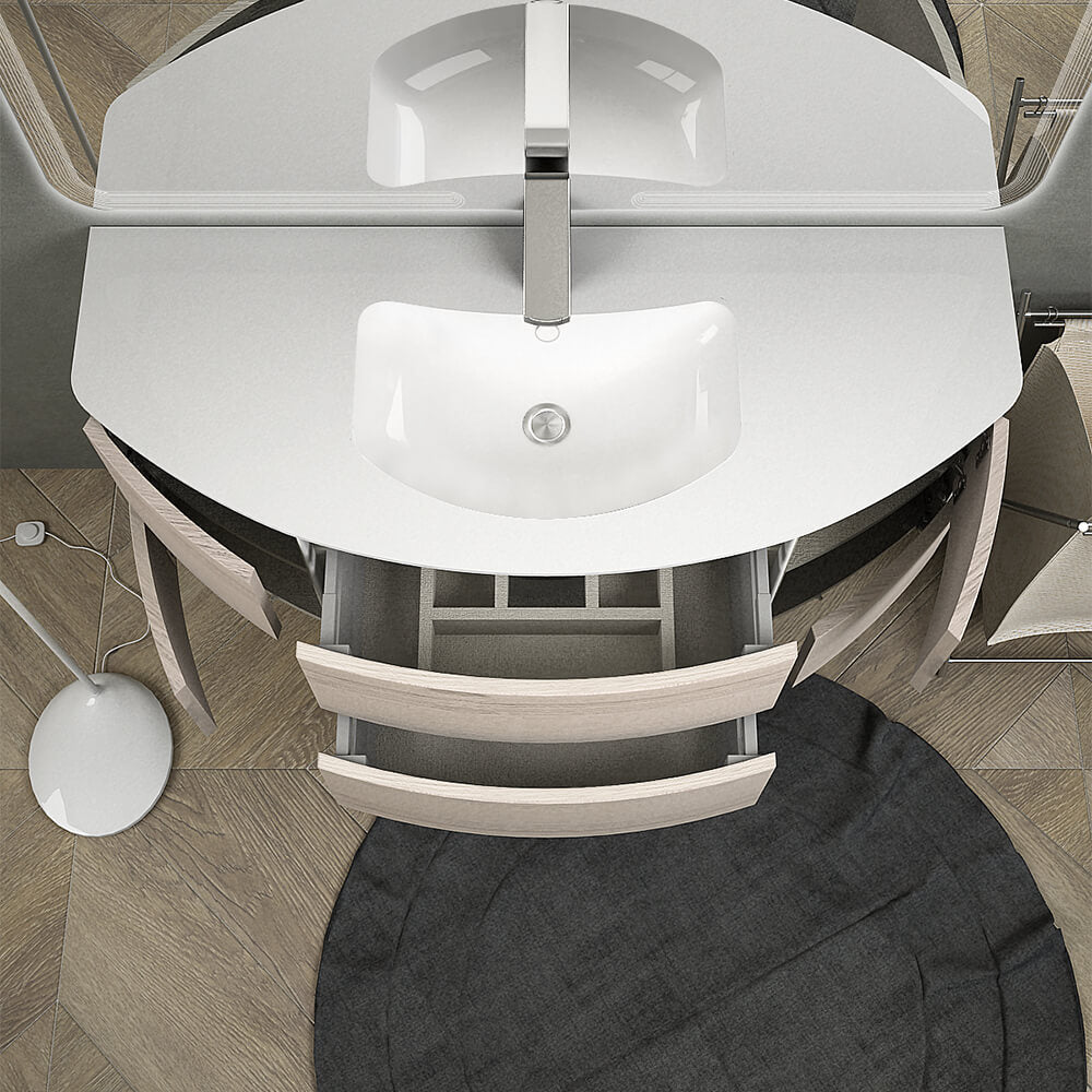 Mobile bagno sospeso Rio 120 cm rovere sbiancato