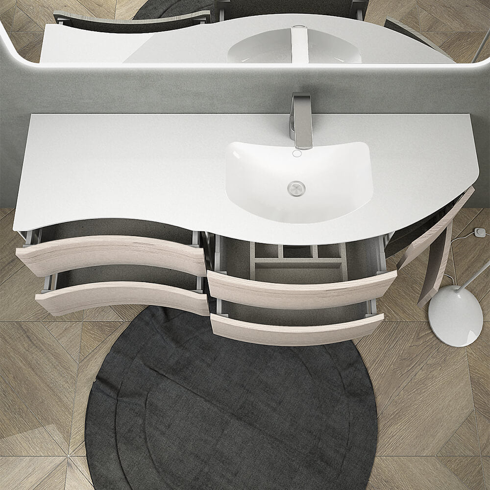 Mobile da bagno 150 cm rovere sbiancato Mod. Rio