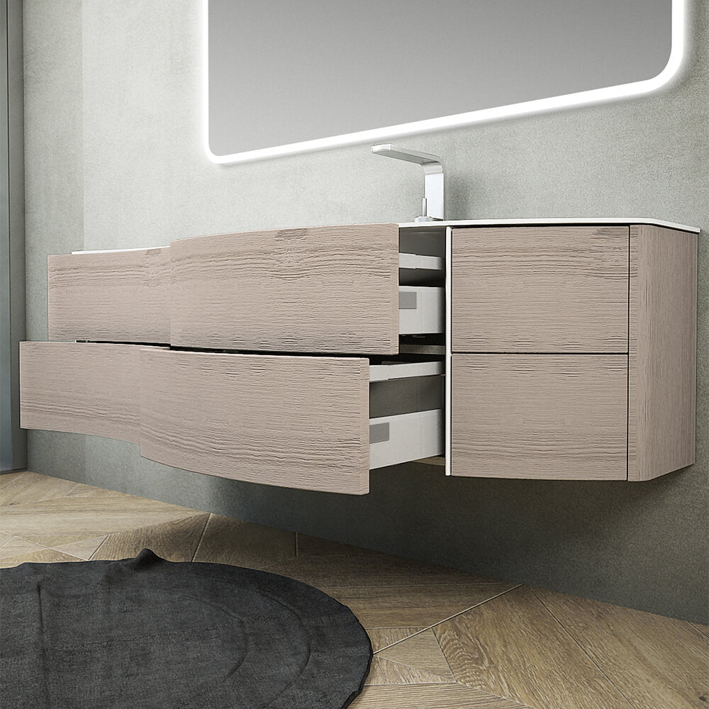 Mobile da bagno 150 cm rovere sbiancato Mod. Rio