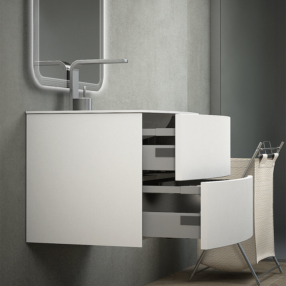 Mobile bagno Rio 60 sospeso Bianco opaco design curvo Arcshop