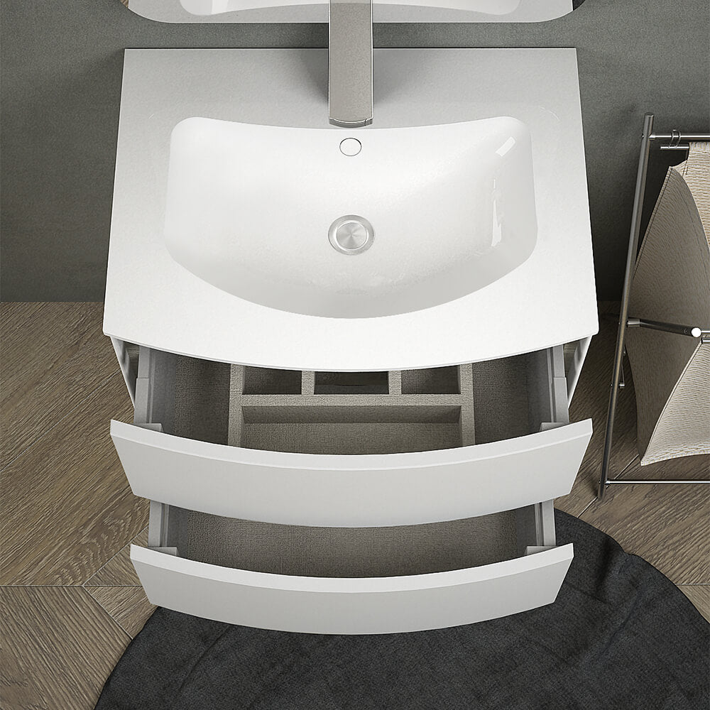 Mobile bagno Rio 60 sospeso Bianco opaco design curvo Arcshop
