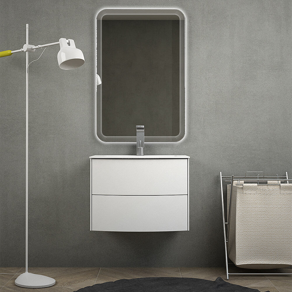 Mobile bagno Rio 60 sospeso Bianco opaco design curvo Arcshop