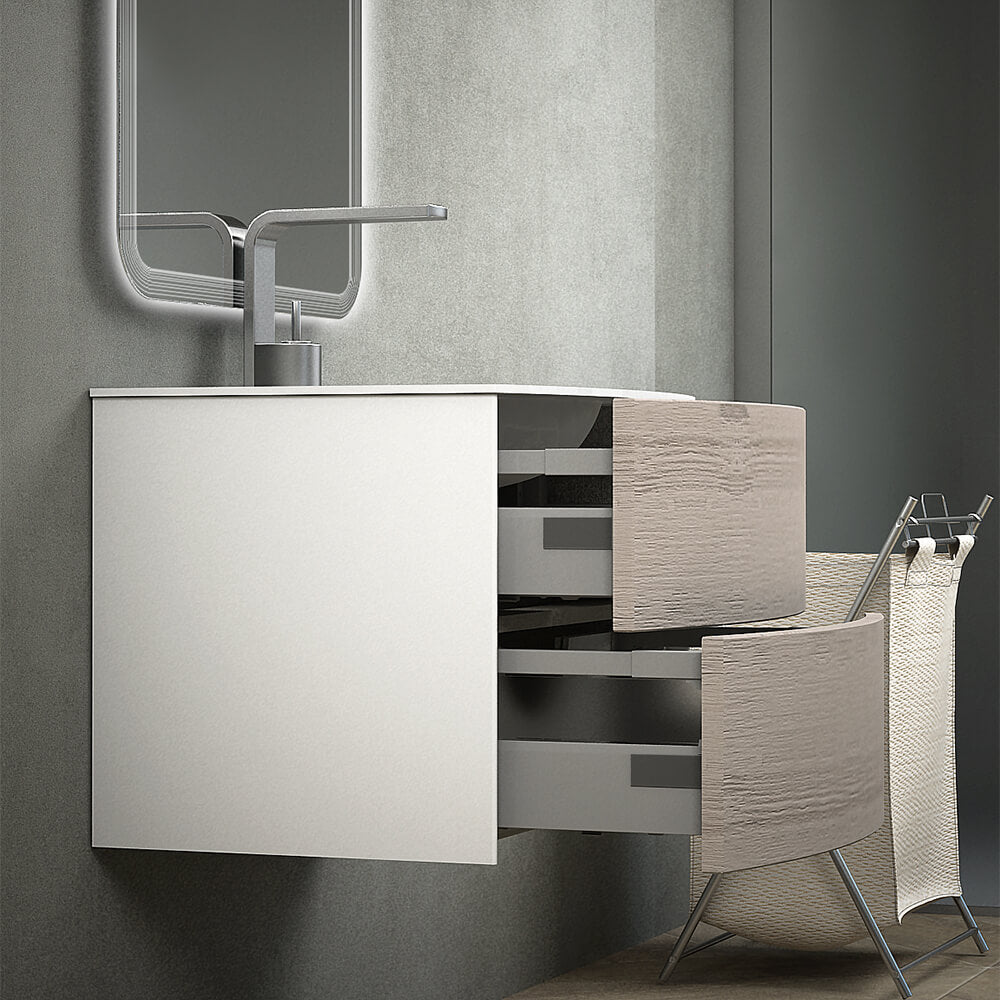 Mobile per bagno sospeso 60 cm modello Rio Rovere sbiancato Arcshop