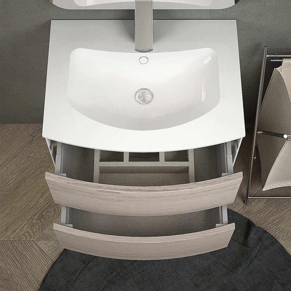 Mobile per bagno sospeso 60 cm modello Rio Rovere sbiancato Arcshop