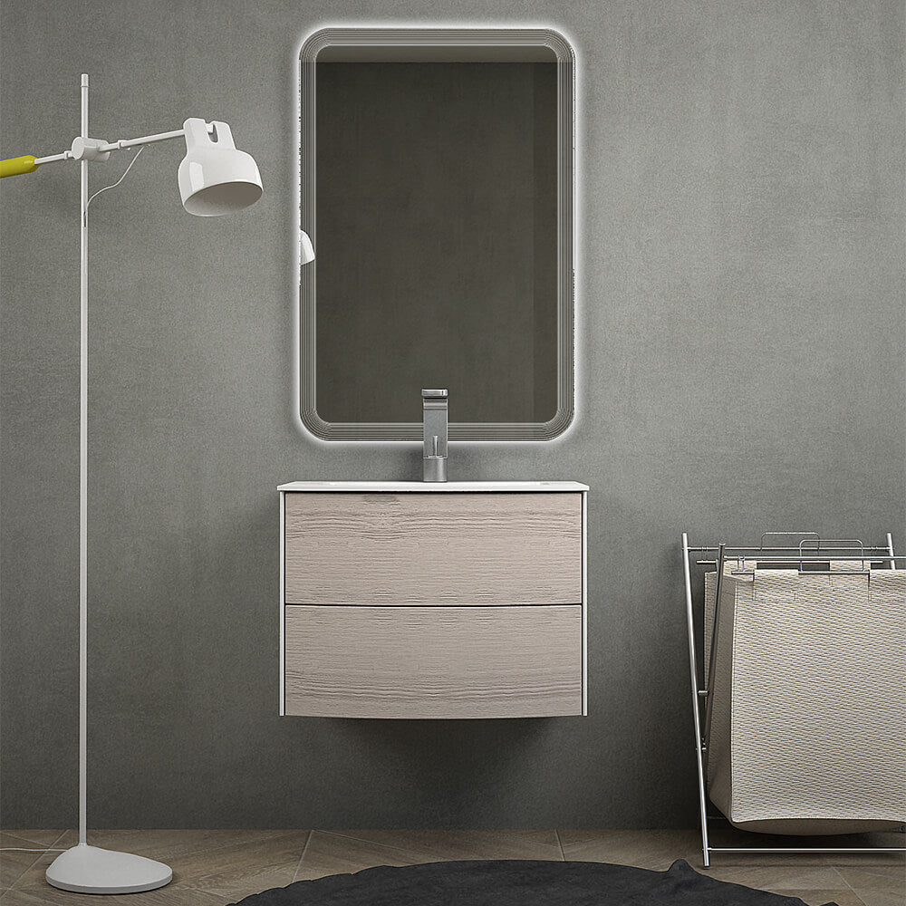 Mobile per bagno sospeso 60 cm modello Rio Rovere sbiancato Arcshop
