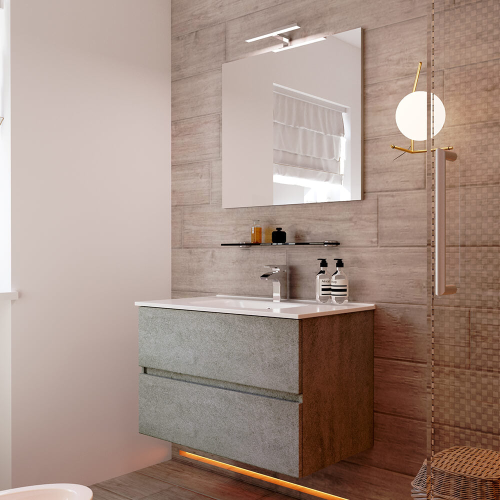 Mobile da bagno 90 cm sospeso finitura cemento Arcshop