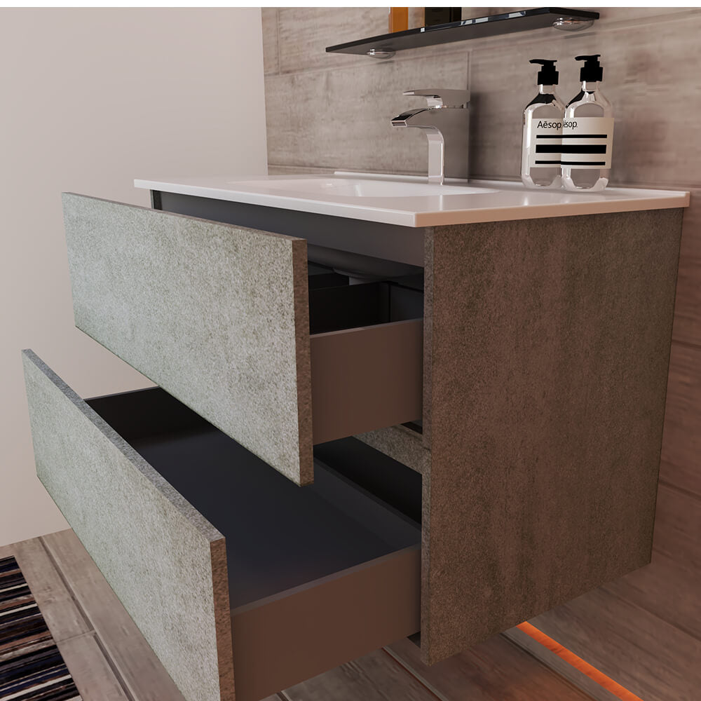 Mobile da bagno 90 cm sospeso finitura cemento Arcshop
