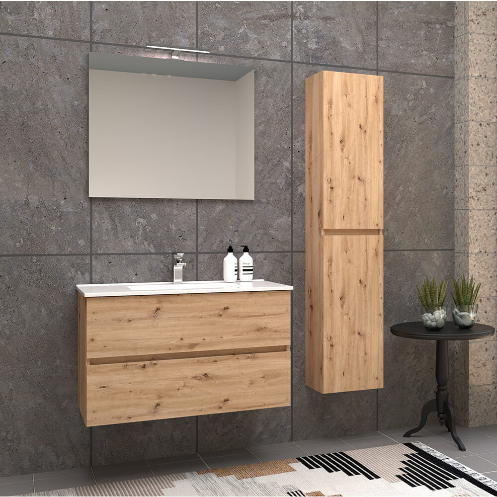 Mobile da bagno rovere nodato 90 cm sospeso Roxy Arcshop