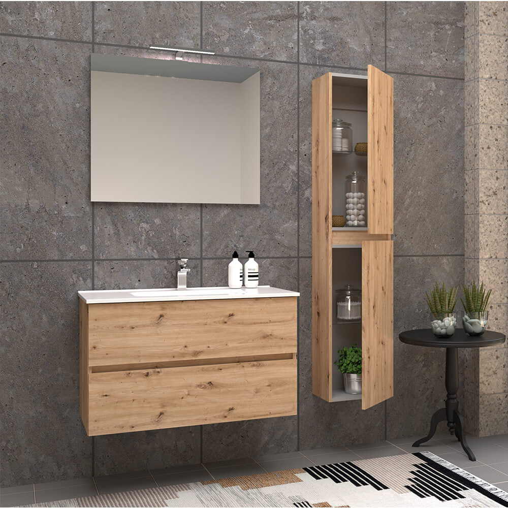 Mobile da bagno rovere nodato 90 cm sospeso Roxy Arcshop