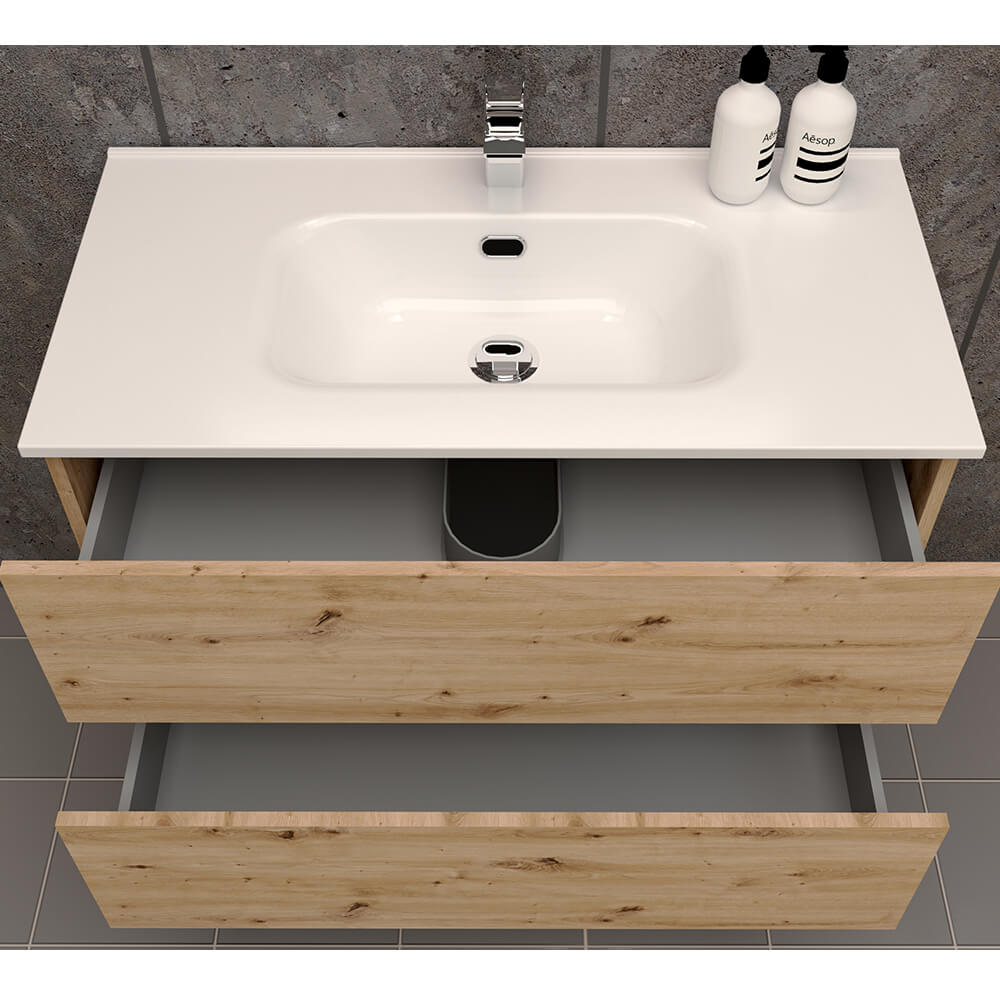 Mobile da bagno rovere nodato 90 cm sospeso Roxy Arcshop