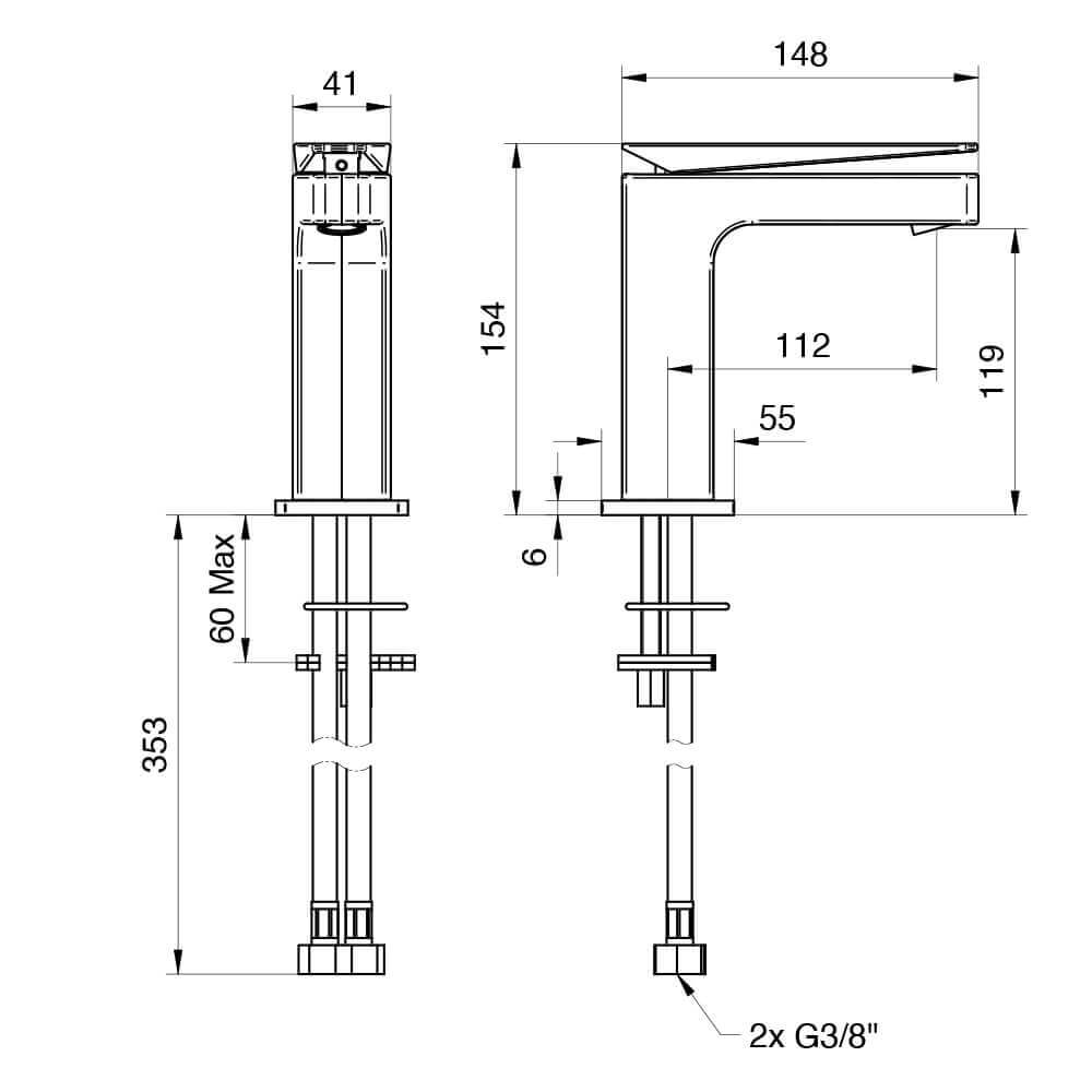 Set miscelatori lavabo + bidet + incasso doccia con deviatore Jacuzzi | rubinetteria Beam Arcshop