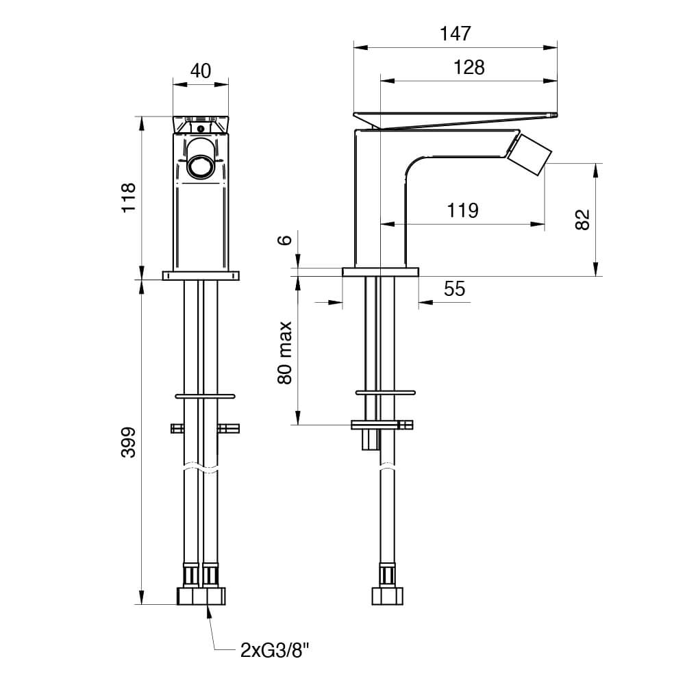 Miscelatore bidet Jacuzzi | rubinetteria Beam per piletta click clack Arcshop
