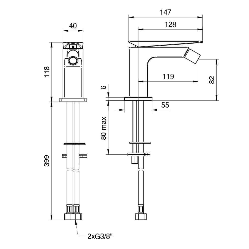 Set miscelatori lavabo alto + bidet + incasso doccia con deviatore Jacuzzi | rubinetteria Beam per piletta click clack Arcshop