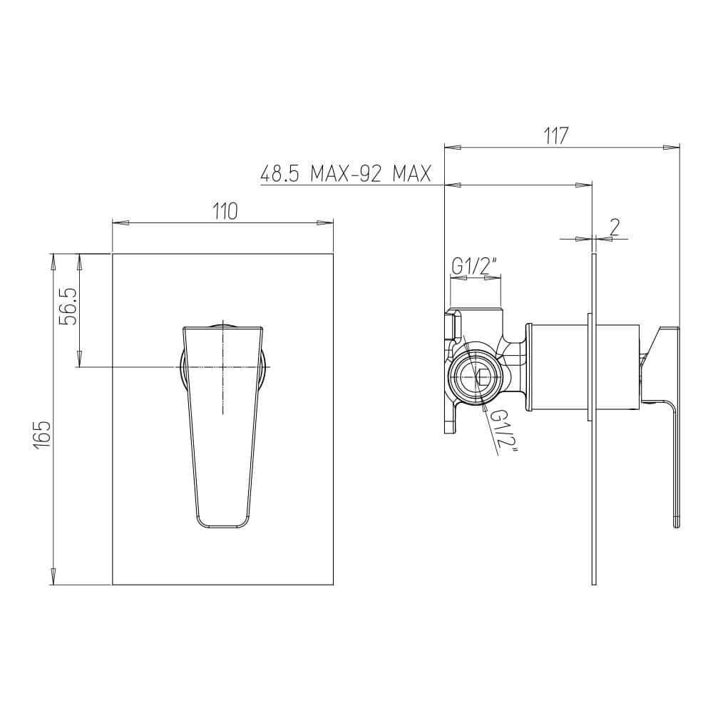 Miscelatore doccia incasso monoleva Jacuzzi | rubinetteria Beam ottone cromato 0AM00410JA00 Arcshop