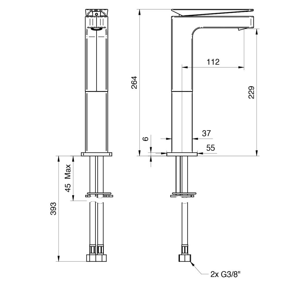 Miscelatore lavabo tipo alto Jacuzzi | rubinetteria Beam per piletta click clack Arcshop