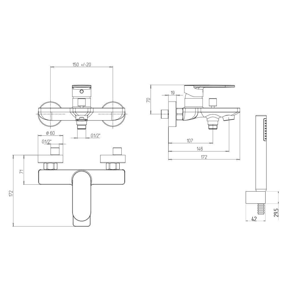 Set rubinetti lavabo bidet e gruppo vasca Jacuzzi Rubinetteria nichel e nero opaco Arcshop