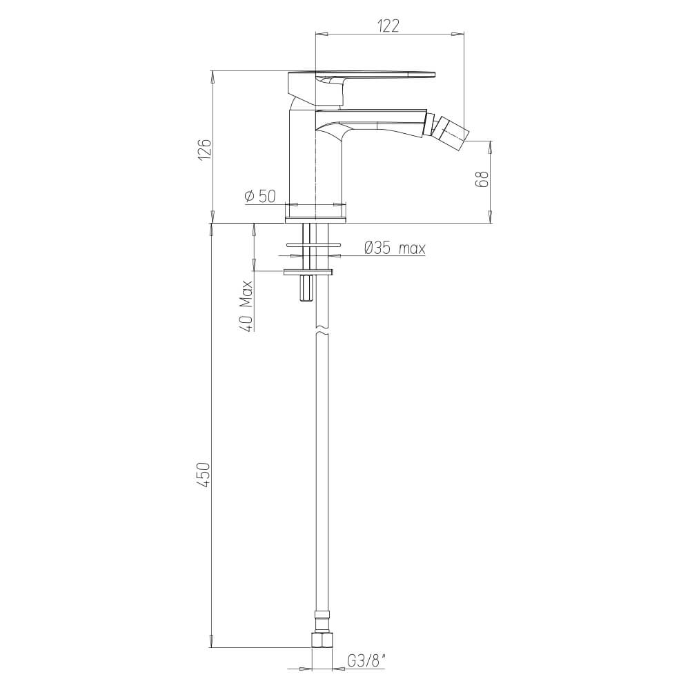 Rubinetto bidet Jacuzzi Borea per piletta click clack nichel e nero opaco Arcshop