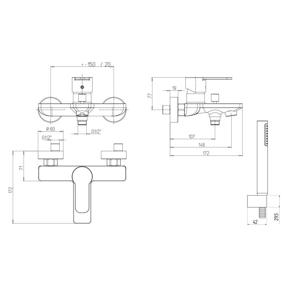 Set miscelatori lavabo + bidet + gruppo vasca Jacuzzi | rubinetteria Eolo ottone cromato per piletta click clack Arcshop