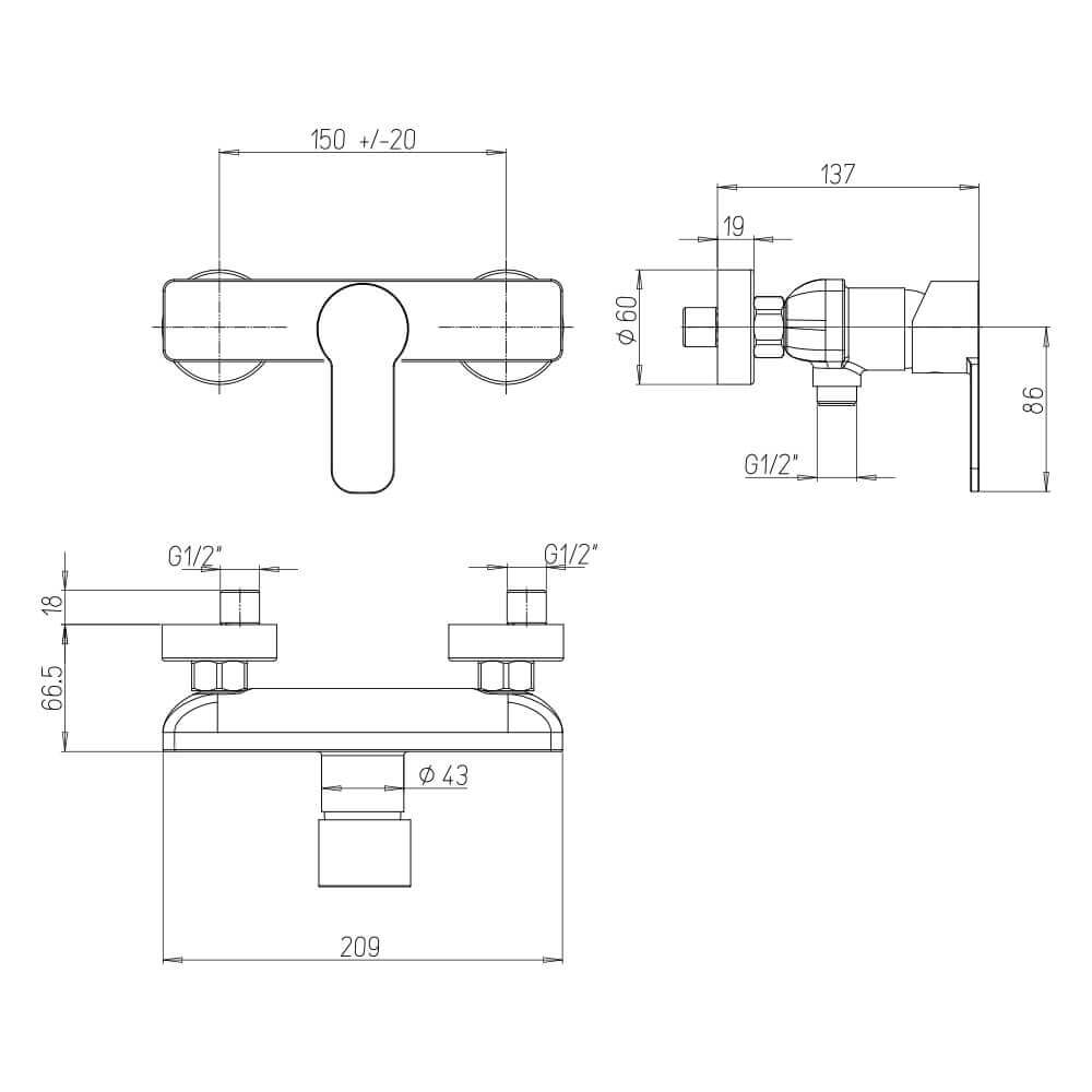 Set miscelatori lavabo + bidet + esterno doccia Jacuzzi | rubinetteria Eolo ottone cromato per piletta click clack Arcshop