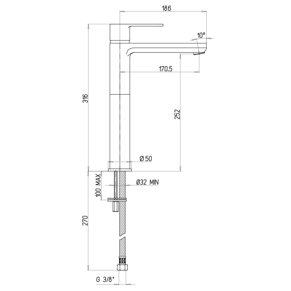 Miscelatore lavabo tipo alto Jacuzzi | rubinetteria Eolo ottone cromato per piletta clic clac 0E000493JA00 Arcshop