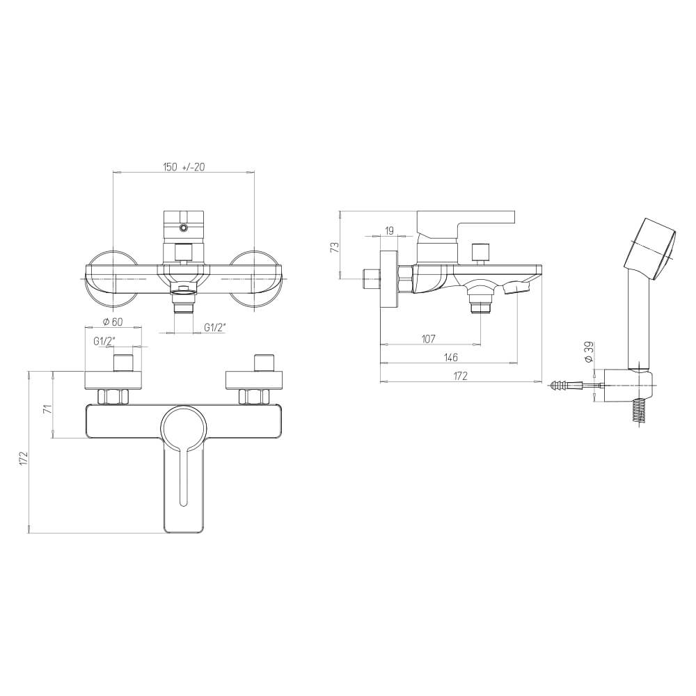Jacuzzi Rubinetteria gruppo vasca serie Fiamma Arcshop