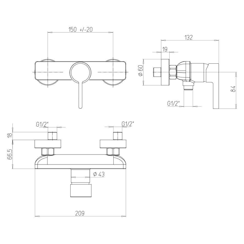 Set rubinetti lavabo bidet e miscelatore esterno per doccia di Jacuzzi Rubinetteria modello Fiamma Arcshop