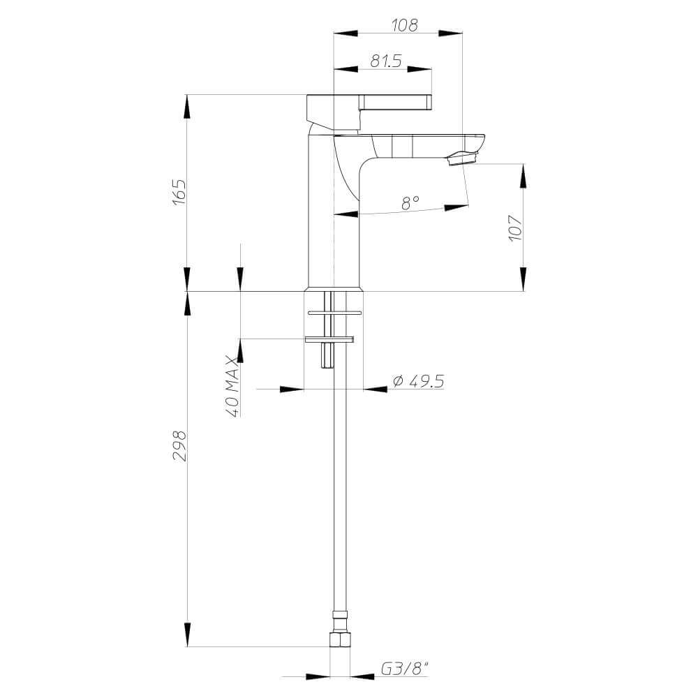 Lavabo miscelatore Jacuzzi Rubinetteria serie Fiamma per piletta click clack Arcshop