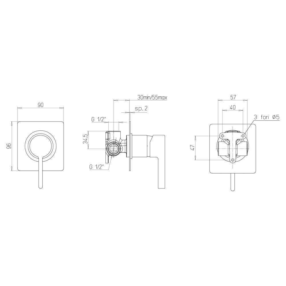 Set miscelatori Jacuzzi Rubinetteria lavabo bidet e doccia incasso serie Fiamma Arcshop