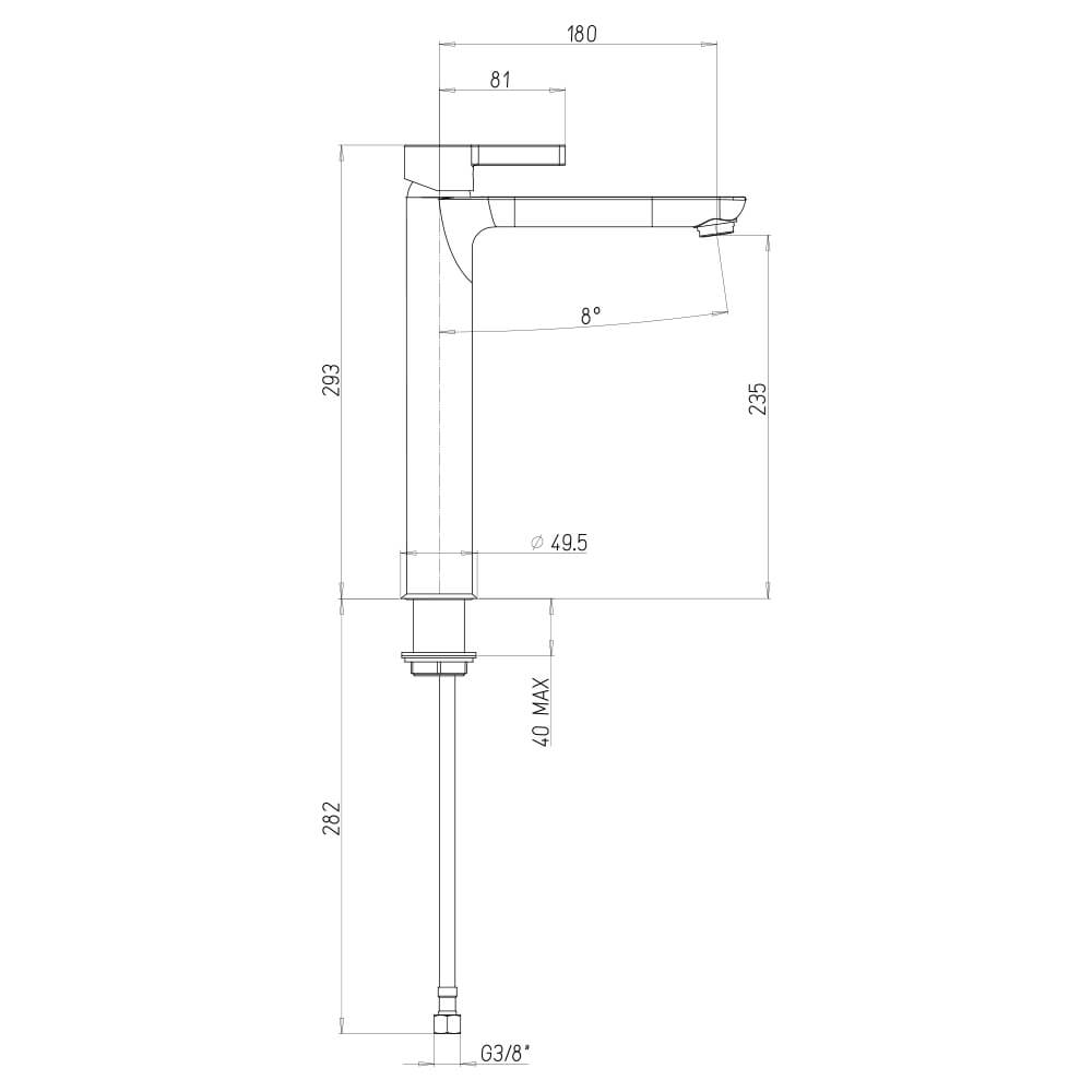 Rubinetto lavabo alto serie Fiamma Jacuzzi Rubinetteria per piletta click clack Arcshop