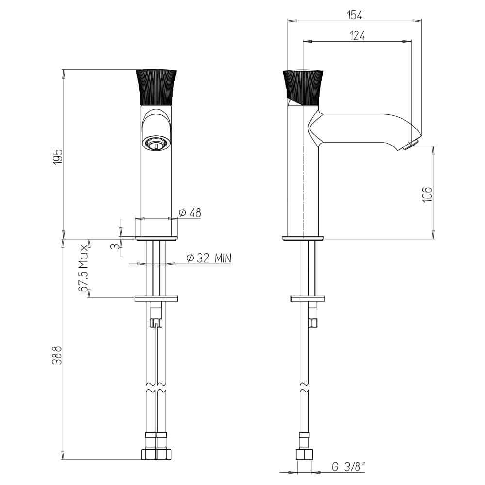 Set rubinetti lavabo e bidet Jacuzzi Rubinetteria modello Illumina per piletta click clack